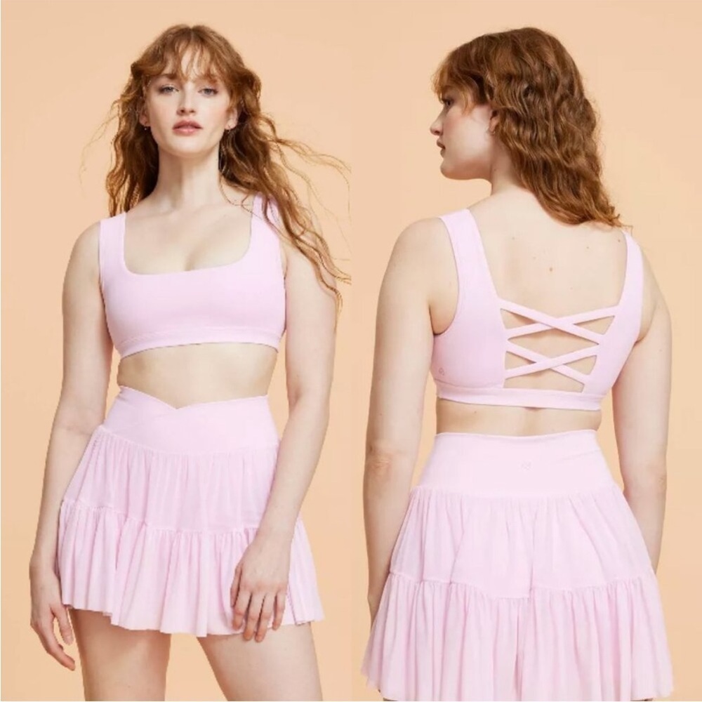 Blogilates Women’s Criss Cross Sports Bra Lilac Snow NWT